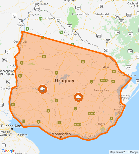 Alerta naranja por tormentas y lluvias intensas en casi todo el país